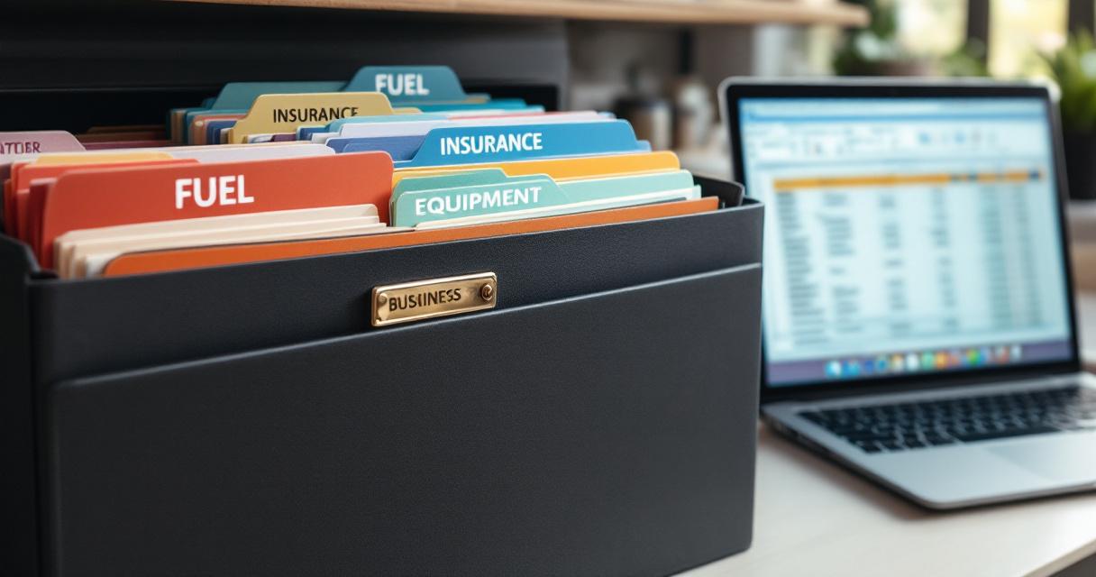 Lawn care business receipts organized for tax time